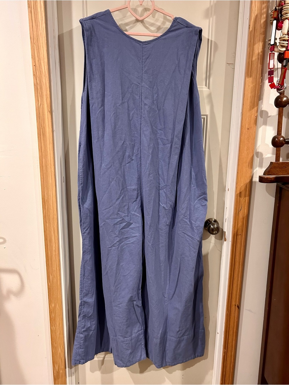 Free People Blue Linen Wide Leg Jumpsuit